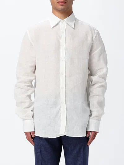 Canali Basic Linen Shirt In White