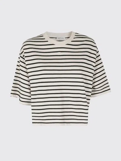 Anine Bing Womens Blk Stripe French Terry Myers Cropped Cotton-blend T-shirt Xs In Neutral