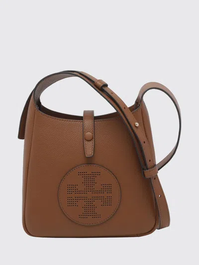 Tory Burch Perforated-logo Leather Cross Body Bag In Brown