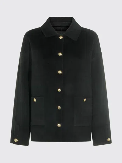 Anine Bing Button Detail Coat Collared Design Pockets In Black