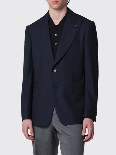 Lardini Tailored Cardigan In Pure Virgin Wool With Classic Lapel In Multi