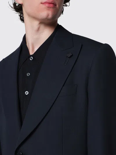 Lardini Tailored Cardigan In Pure Virgin Wool With Classic Lapel In Multi