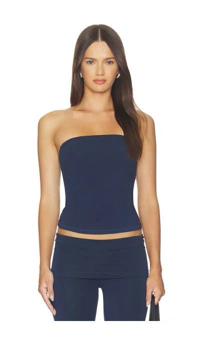 Skims Stretch Cotton Jersey Tube Top In Blue
