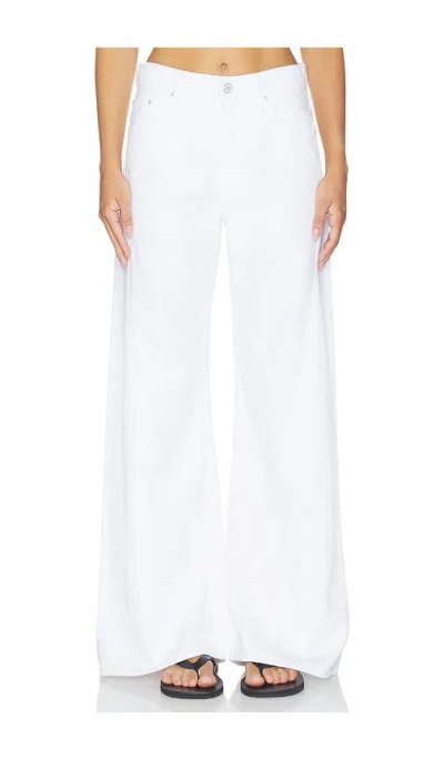 Mother The Lemon Twist Skimp High Rise Wide Leg Jeans In Pinch Of Salt In White