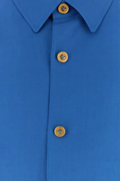 Versace Turquoise Wool Blend Bomber Jacket In Blue