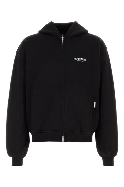 Represent Mens Black Owners Club Brand-print Relaxed-fit Cotton-jersey Hoody Xxl In Black