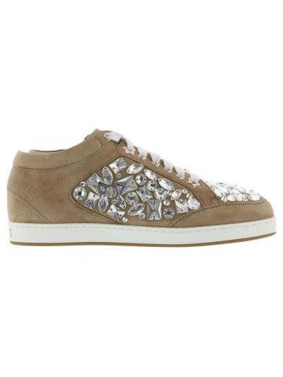 Shop Jimmy Choo Miami Sneakers In Nude / Crystal