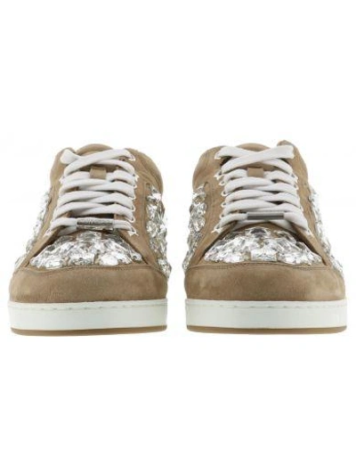 Shop Jimmy Choo Miami Sneakers In Nude / Crystal