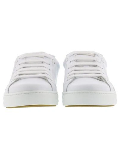 Dsquared2 10mm Tennis Club Flag Leather Sneakers In Bianco Multicolor ...