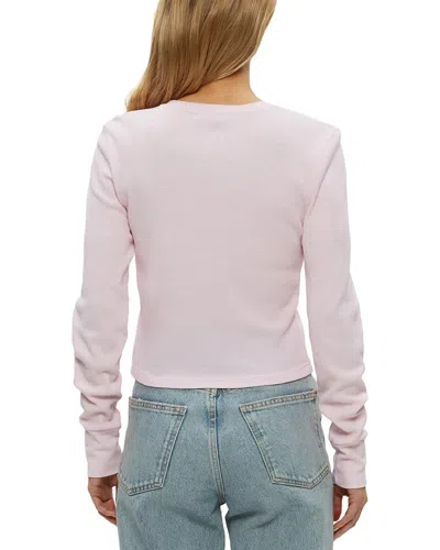 Michael Stars Palmer Cropped Long Sleeve Thermal T-shirt In Pink
