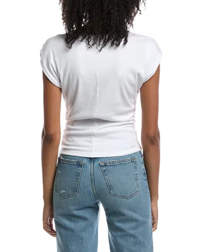 Michael Stars Joni Crewneck Power Shoulder Top In White