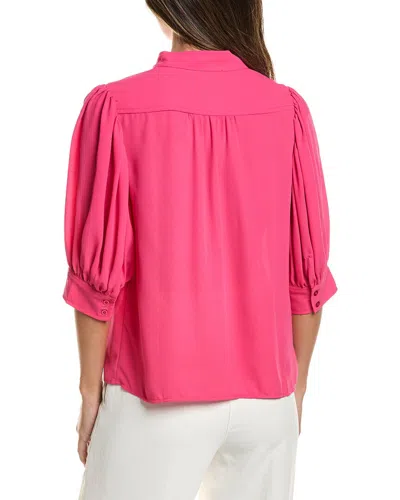 Cece Open Collar Top In Multi