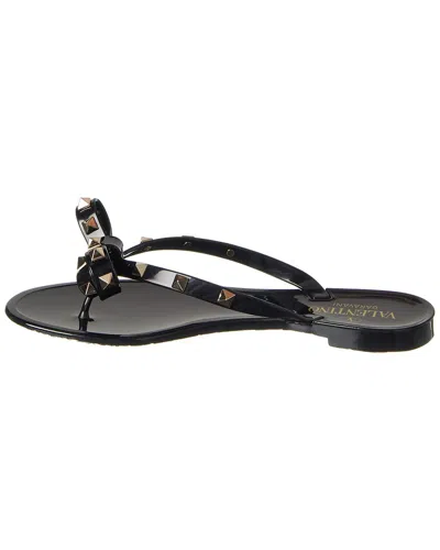 Valentino Garavani Mini Bow Sandals With Platinum-finish Studs In Black