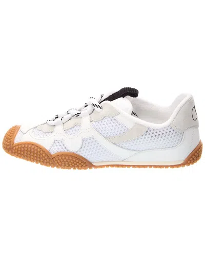 Valentino Amphibia Sneaker In Rubberized Calfskin And Split Leather In White