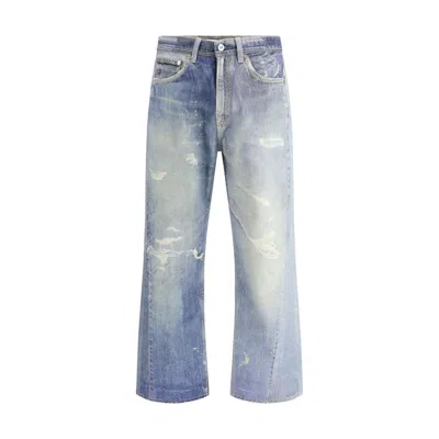 Our Legacy Mens Digital Denim Print Third Cut Faded-wash Denim Jeans In Blue