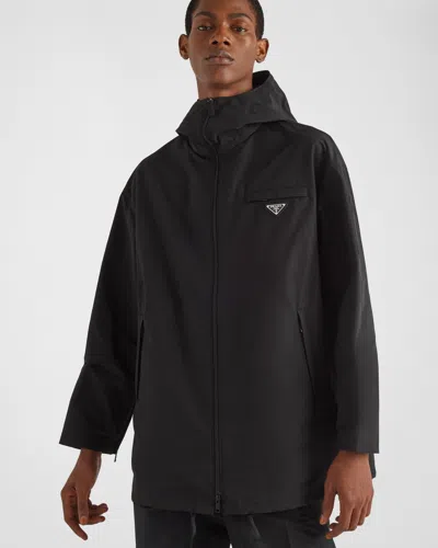 Prada Technical Poplin Raincoat In Black