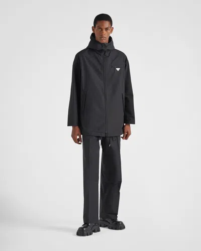 Prada Technical Poplin Raincoat In Black