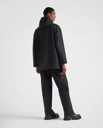 Prada Technical Poplin Raincoat In Black