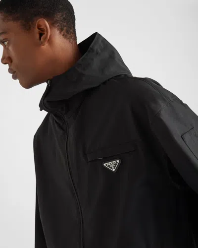 Prada Technical Poplin Raincoat In Black