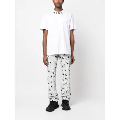 Msgm Logo-lettering Print Cotton T-shirt In White