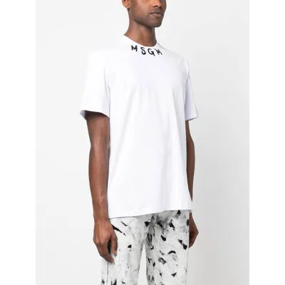 Msgm Logo-lettering Print Cotton T-shirt In White
