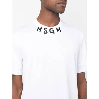 Msgm Logo-lettering Print Cotton T-shirt In White