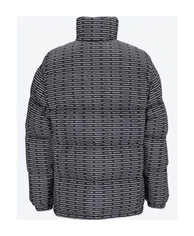 Prada Re-nylon High-neck Down Jacket In Blue