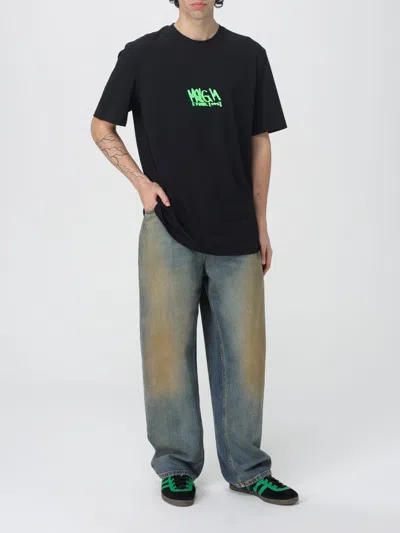 Msgm Logo Printed Crewneck T-shirt In Black