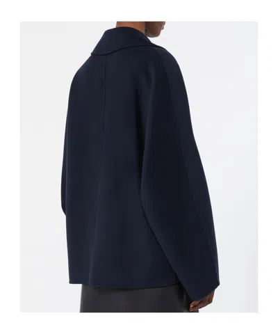 Max Mara Double-breasted Pocketed Jacket In Blue