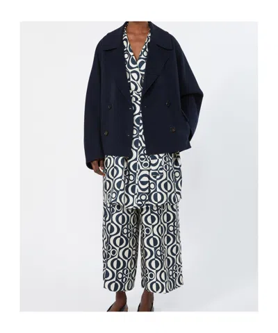 Max Mara Double-breasted Pocketed Jacket In Blue