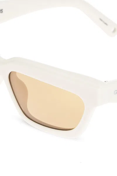 Jacquemus Salon Angular Rectangle Frame Sunglasses In White