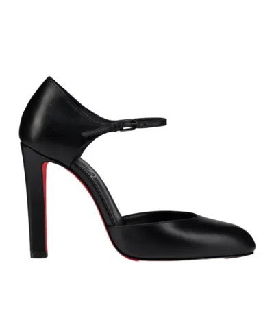 Christian Louboutin 100mm Fanny Demie Leather Ankle-strap Pumps In Black
