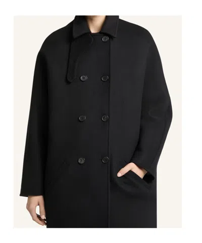 Courrèges Double-breasted Oversized Coat In Black