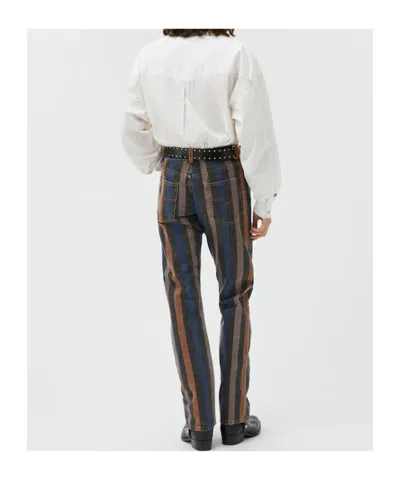 Versace Denim Jeans Striped Pattern Belt Loops In Blue
