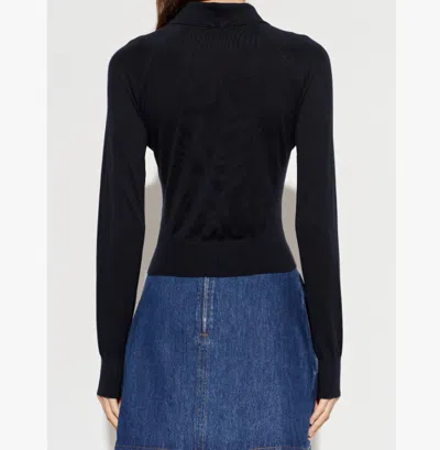 Givenchy Collared Half-button Long Sleeve Knit Top In Black