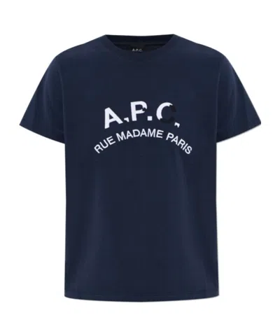 A.p.c. Logo-embroidered T-shirt In Blue