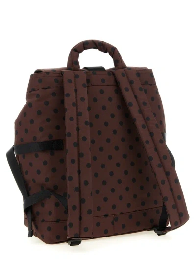 Ganni Brown Re-tech Printed Nylon Backpack In Brown