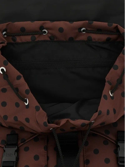 Ganni Brown Re-tech Printed Nylon Backpack In Brown