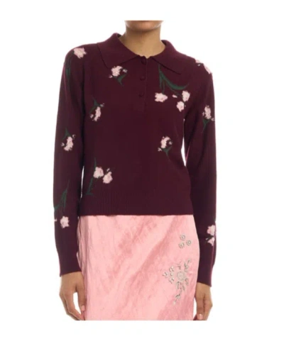 Erdem Merino Wool Floral Knit Jumper In Brown