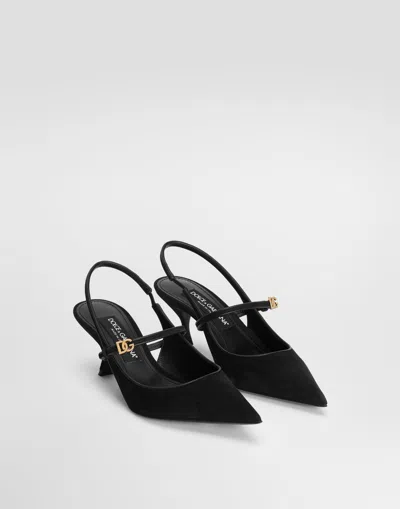 Dolce & Gabbana Leather Slingback Mules In Black