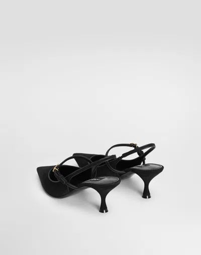 Dolce & Gabbana Leather Slingback Mules In Black
