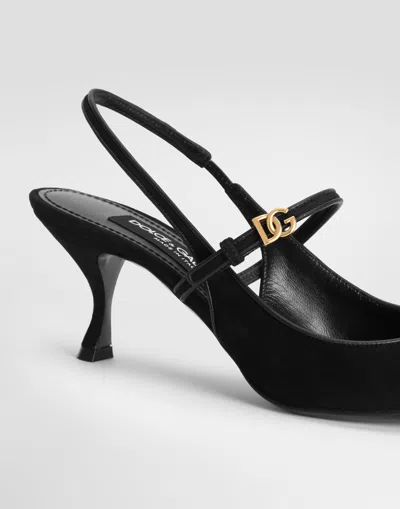 Dolce & Gabbana Leather Slingback Mules In Black
