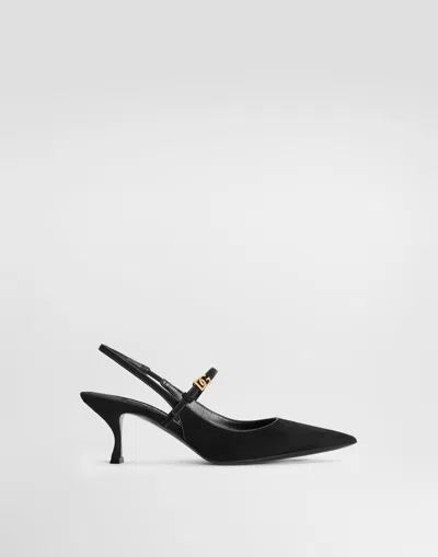 Dolce & Gabbana Leather Slingback Mules In Black