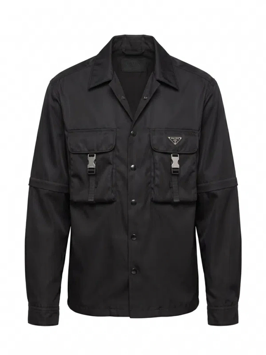 Prada Renylon Shirt Jacket Collared Adjustable Cuffs Flap Pockets