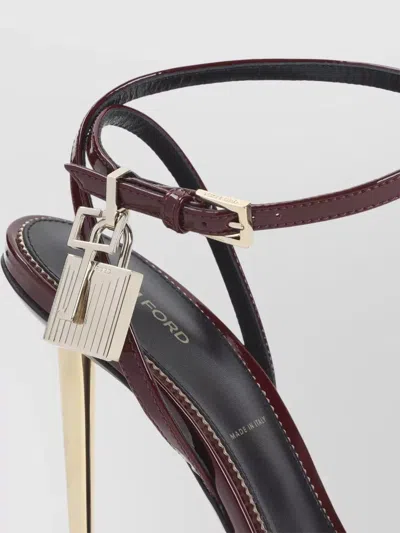 Tom Ford Red Ankle-strap Heels In Brown