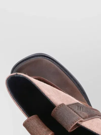 Attico Mid Calf Boots Flat Sole Pull Tab In Brown