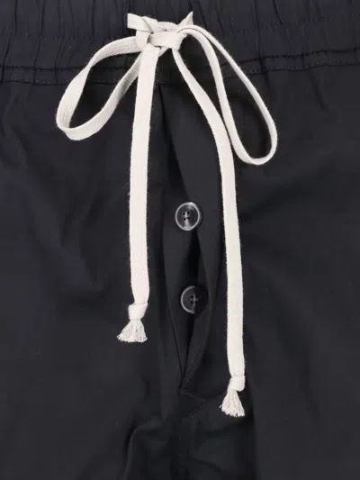 Rick Owens Straight Cut Shorts Buttoned Front Back Pocket In Black
