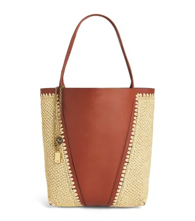 Chloé Medium Raffia-effect And Leather Spin Tote Bag In Multi