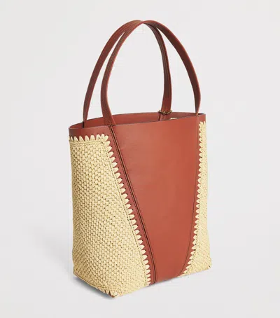Chloé Medium Raffia-effect And Leather Spin Tote Bag In Multi