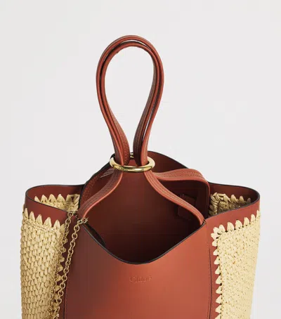 Chloé Medium Raffia-effect And Leather Spin Tote Bag In Multi